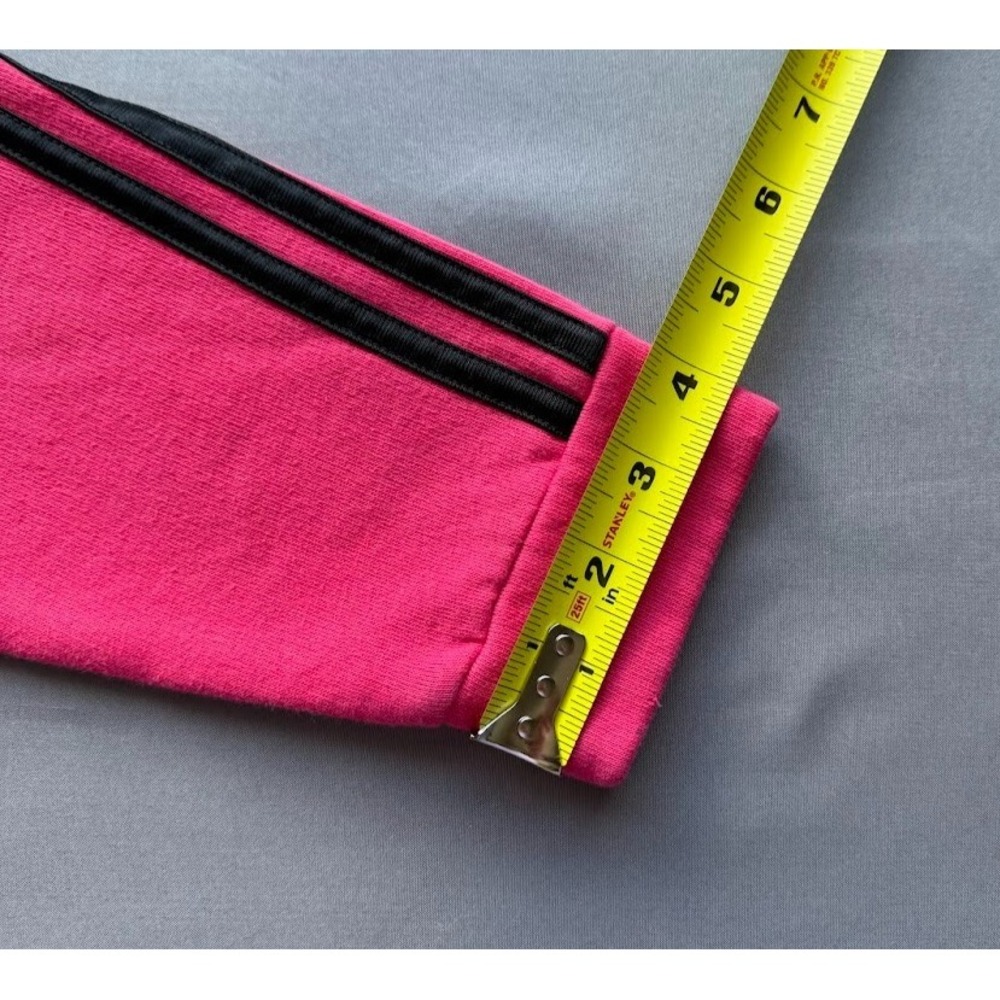 Adidas Youth Girls Crooped Hoodie M (10/12) Pink Logo 3 Stripe Pullover Pockets - Picture 9 of 14